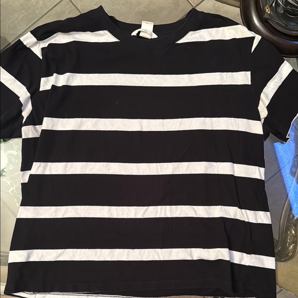 H&M Black and White Striped Tee